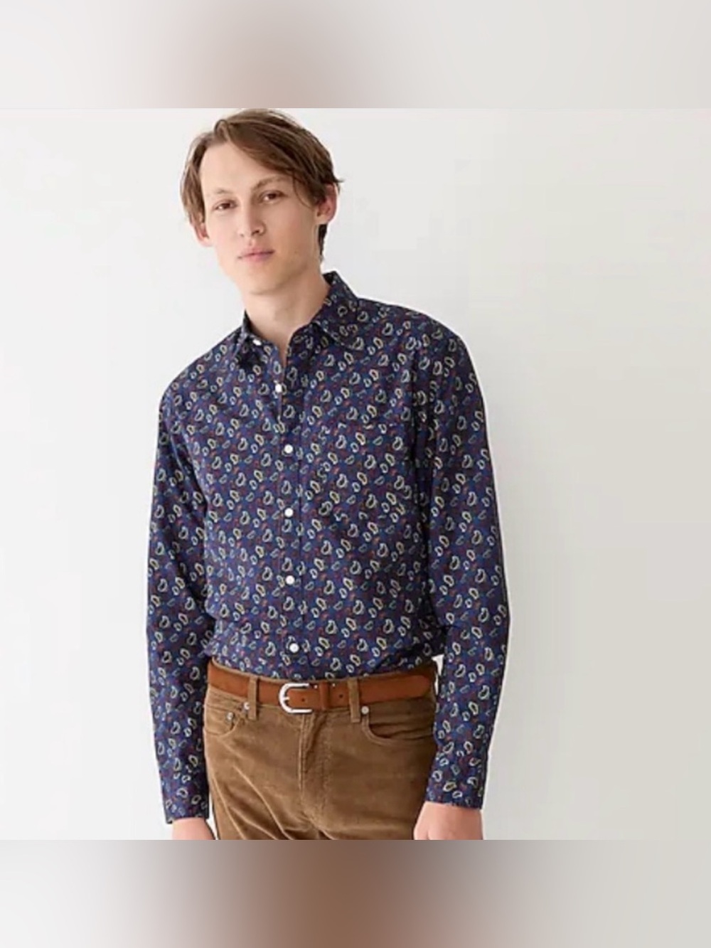 J.Crew Men’s Vintage twill shirt in KHAILA PAISLEY NAVY MULT NWT Large BK021